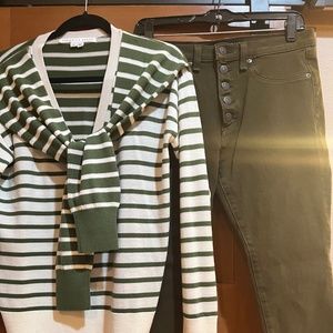 Veronica Beard sweater And jeans outfit